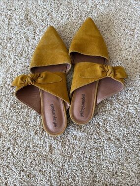 Jeffrey Campbell Mustard Yellow Bow Pointed-Toe Mules